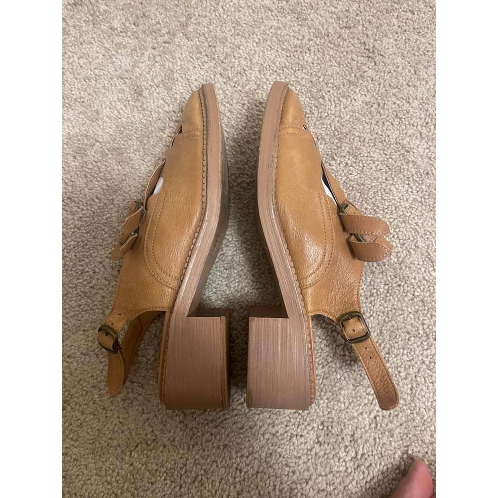 Silent D Tan Leather Caged Fisherman Slingback Block Heel Sandals Size 40 - Picture 8 of 8